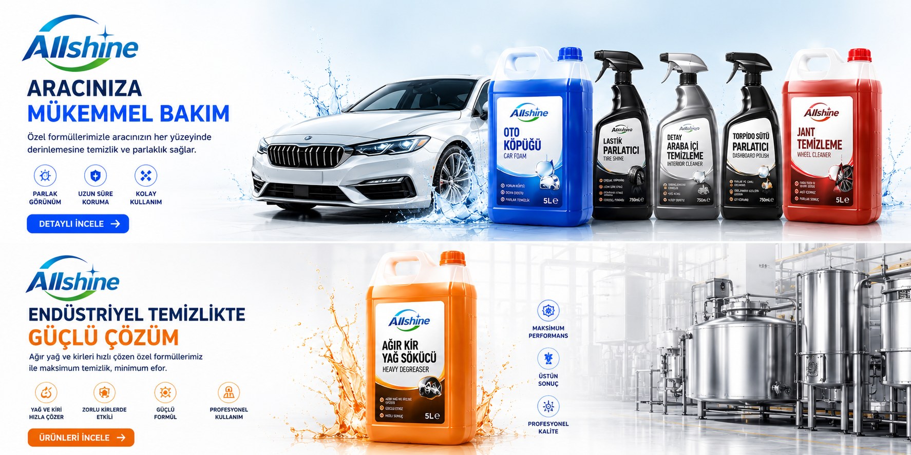 Allshine — Aracınıza mükemmel bakım ve endüstriyel çözüm